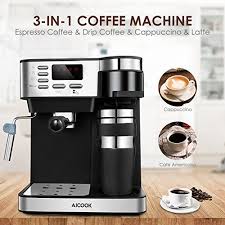 What you control with a semi automatic machine: Aicook Espresso And Coffee Machine 3 In 1 Combination 15bar Espresso Machine And Single Serve Coffee Maker Sale Espresso Machines Shop Buymorecoffee Com Single Serve Coffee Makers Coffee Machine Espresso Machine