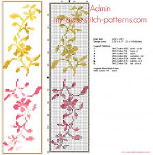Free Cross Stitch Bookmark With Small Yellow And Pink