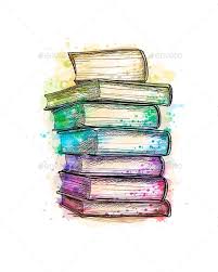 Stack Of Multi Colored Books Watercolor Books Book Art Book Drawing