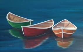 Trio Of Colourful Dorries By Anne Gallant Bateaux Barque Voilier