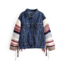 Get the best deals on jean jacket with knit sleeves and save up to 70% off at poshmark now! Tasseled Knit Sweater Sleeve Denim Jacket Sweater Sleeves Denim Jacket Crochet Jacket