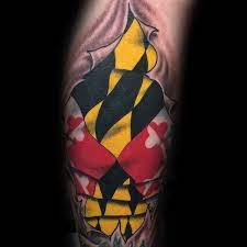 Flag tattoo designs for men. 50 Maryland Flag Tattoo Ideas For Men State Flag Designs
