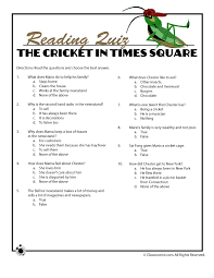 10 Question Reading Comprehension Quiz Part I Woo Jr Kids Activities Cricket In Times Square Reading Comprehension This Or That Questions
