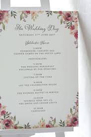 Blossom And Roses Order Of The Day Sign Wedding Reception Program Order Of Wedding Reception Wedding Order Of Service