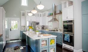 Built out of stock cabinets from the home. Green Kitchen Island Paint Color Ideas