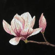 Vyshivka Na Barhate Nature Colourful Magnoliya Magnolia Flowers Beautiful Instagood Sewing Embroidery Designs Floral Embroidery Patterns Hand Embroidery