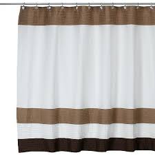 Dkny Colorblock Cafe Au Lait Stripe Fabric Shower Curtain White Brown Tan Modern Dkny Modern Fabric Shower Curtains White Shower Curtain Shower Curtain Track
