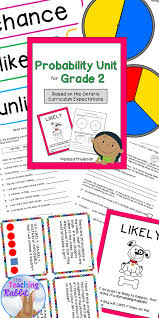 This Probability Unit For Grade 2 Contains Posters Lesson Ideas Worksheets 16 Task Cards And A Quiz Probability Lessons Probability Math Math Lesson Plans