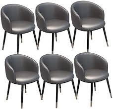 Zcxbhd Dining Chairs Set Of 6 Vintage Armchairs Pu Leather Seat With U Shaped Backrest Metal Legs Kitchen Cha Living Dining Room Dining Chairs Dining Chair Set