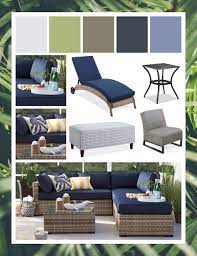 Patio Decor Ideas Beautiful Blues Outdoor Mood Board Blue Patio Gray Patio Decor Blue Outdoor Furniture
