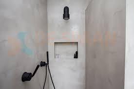 betonlook waterdicht stucwerk in badkamers kies voor microcement microcement kan uitstekend in badkamers worden toegepast ov badkamer wanden badkamer wanden