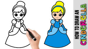 Add a smooth guideline for her tail. How To Draw Cinderella Disney Princess Cute Easy Drawings Tutorial For Beginners Step By Step Youtube