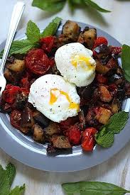 Crispy Eggplant And Tomato Breakfast Hash Baker By Nature Recipe Bacon Recipes Crispy Eggplant Tomato Breakfast