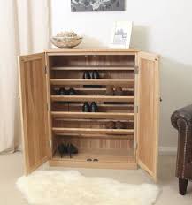 Furniture Untreated Wooden Shoe Rack With Wooden Door Panel Also White Fur Rug And White Painted Wooden Shoe Racks Shoe Storage Cupboard Shoe Rack Living Room