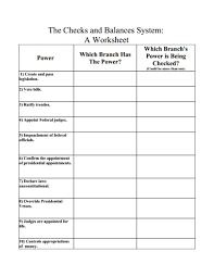 The Checks And Balances System A Worksheet Graphic