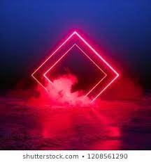 3d Render Abstract Background Square Portal Red Neon Lights Virtual Reality Glowing Lines Pink Blue Ultraviolet Laser Show Light Background Images Neon