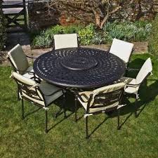 Frances 6 Seater 150cm Round Cast Aluminium Garden Furniture Set Garden Furniture Sets Garden Furniture Metal Garden Furniture