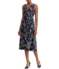 Lauren Ralph Lauren Floral Print Ruched Jersey Midi Dress Dillards Ruched Jersey Dress Womens Midi Dresses Dresses With Leggings