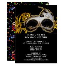 New Year S Eve Party Mask Confetti Zrp Invitation Zazzle Com Mask Party Eve Parties New Years Eve Invitations