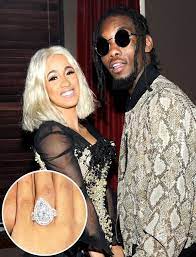 Rapper Offset Proposed To Cardi B On Stage With An 8ct Pear Shape Diamond That Is If That Wasn T Enough The Tea Length Wedding Dress Cardi B Photos Cardi B