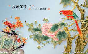3d电视背景墙花开富贵 painting map art