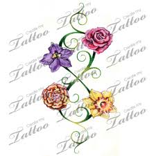 Infinity Vine Design With Birth Month Flowers Tattoo Birth Flower Tattoos Birth Month Flowers Flower Tattoos