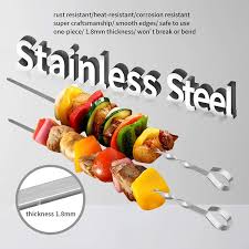 Te presentamos unas brochetas de camarón, las cuales puedes preparar y degustar fácilmente como botana, comida completa o simplemente para saciar tu antojo. Amazon Com Kabob Brochetas Planas De Metal Para Barbacoa De Barbacoa De 15 7 In De Largo De Acero Inoxidable Shish Kebob Sticks Anchos Reutilizables Para Asar Para Carne Camarones Y Verduras Paquete De