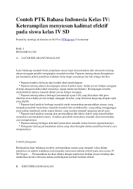 Contoh laporan penelitian tindakan kelas sd. Contoh Ptk Bahasa Indonesia Kelas Iv