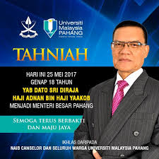 Ambil gambar anda dengan apa sahaja yang beridentitikan johor beserta slogan 'saya bangga menjadi… Menteri Besar Pahang