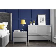 Jenson Grey High Gloss 3 Drawer Chest Furniture123 White And Grey Bedroom Furniture Grey Bedroom Furniture High Gloss Furniture