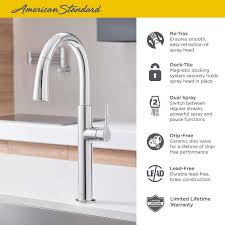 The company has been in the business for a really long time and continues to provide some of the best kitchen faucets on the market. 4803300243 In Matte Black By American Standard In Calgary Ab Studio S Pull Down Dual Spray Kitchen Faucet American Standard Matte Black