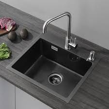 Cecipa Noir Evier Cuisine 1 Bac Evier Inox 1 Cuve Avec Siphon Et Trop Plein Evier De Cuisine En Couleur Noir 50 45 18 5cm Distributeur De Savon Fourni Gratuit Ldyb116