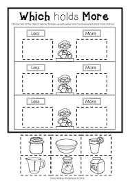 Capacity Non Standard Measurement For Kindergarten Grade One Measurement Kindergarten Free Kindergarten Worksheets Capacity Worksheets