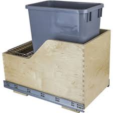 Sears has the best selection of trash bags in stock. Single Bin Pullout Waste Container System With Different Can Finishes Available 35 Quart 8 75 Gallon Or 50 Quart 12 5 Gallon Sizes W Trash Bag Basket Min Cab Opening 15 W By Hardware Resources Kitchensource Com