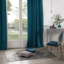 2 double rideau 100%coton bleu claire avec motif forme rectangle jaune vert rose. Rideaux Voilages Et Store Interieur Pour Habiller Vos Fenetres Eminza
