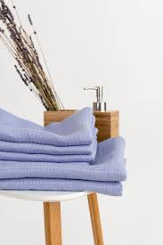 A cotton/linen blend, this towel is very similar to the rikumo towel (and it costs about the same, too). Waffle Linen Bath Towels In Pale Periwinkle Linen Boutique