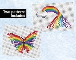 Small rainbow counted cross stitch patterns. Rainbow And Butterfly Mini Cross Stitch Patterns Rainbow Etsy Butterfly Cross Stitch Cross Stitch Cards Cross Stitch