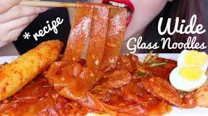Asmr Spicy Wide Glass Noodles Recipe Eating Sounds No Talking Glass Noodles Recipe Glass Noodles Recipes