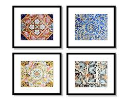 Spanish Tiles Print Set Bathroom Decor Wall Art Barcelona Etsy Print Sets Bathroom Wall Decor Art Spanish Tile