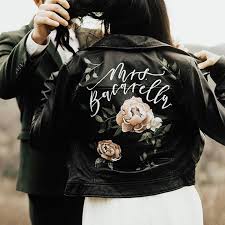 Bridal Accessories Leather Jacket Wedding Painted Leather Jacket Wedding Jacket
