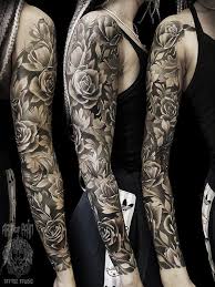 Flower Tattoo On Hand Black And Grey By Oleg Kozhevnikov Sleeve Tattoos Rose Tattoo Sleeve Feminine Tattoo Sleeves