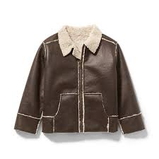 Boy Dark Cocoa Faux Leather Sherpa Jacket By Janie And Jack Sherpa Jacket Jackets Vegan Leather Jacket
