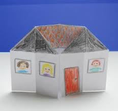 Maison 3d Colorier Origami Tete A Modeler Origami Maison Dessin Maison En Papier
