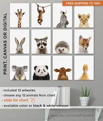 Set Of Animal Prints For Nursery Animals Heads Pictures Set Etsy Baby Animal Nursery Art Baby Animal Prints Baby Animal Nursery