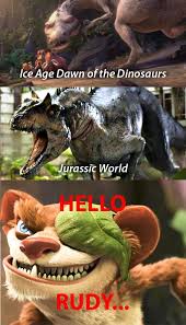 Watched Jurassic World Today And Couldn T Help But Think Of Ice Age Dawn Of The Dinosaur S Rudy The White Dinosaur Neme Ice Age Funny Ice Age Dinosaur Funny