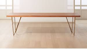 Dylan Brass Medium Acacia Table 36 X104 Reviews Cb2 In 2020 Dining Table Gold Brass Table Table