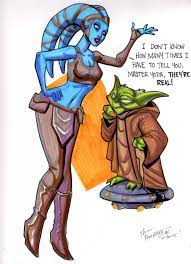 Star Wars - Aayla Secura & Yoda 'They're Real Yoda' Commission by Jerry  Gaylord, in Stephen B's Star Wars Original Art Comic Art Gallery Room