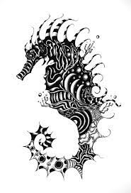 The seahorse is a type of fish with a face that vaguely resembles the face of a horse. Black Rich Patterned Seahorse Tattoo Design Tattooimages Biz