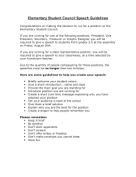 Elementary Student Council Speech Guidelines