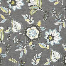 Aqua Grey Floral Upholstery Fabric Yellow Grey Floral Cotton Fabric Modern Grey Aqua Floral Curtain Fabric Decor Floral Upholstery Floral Upholstery Fabric